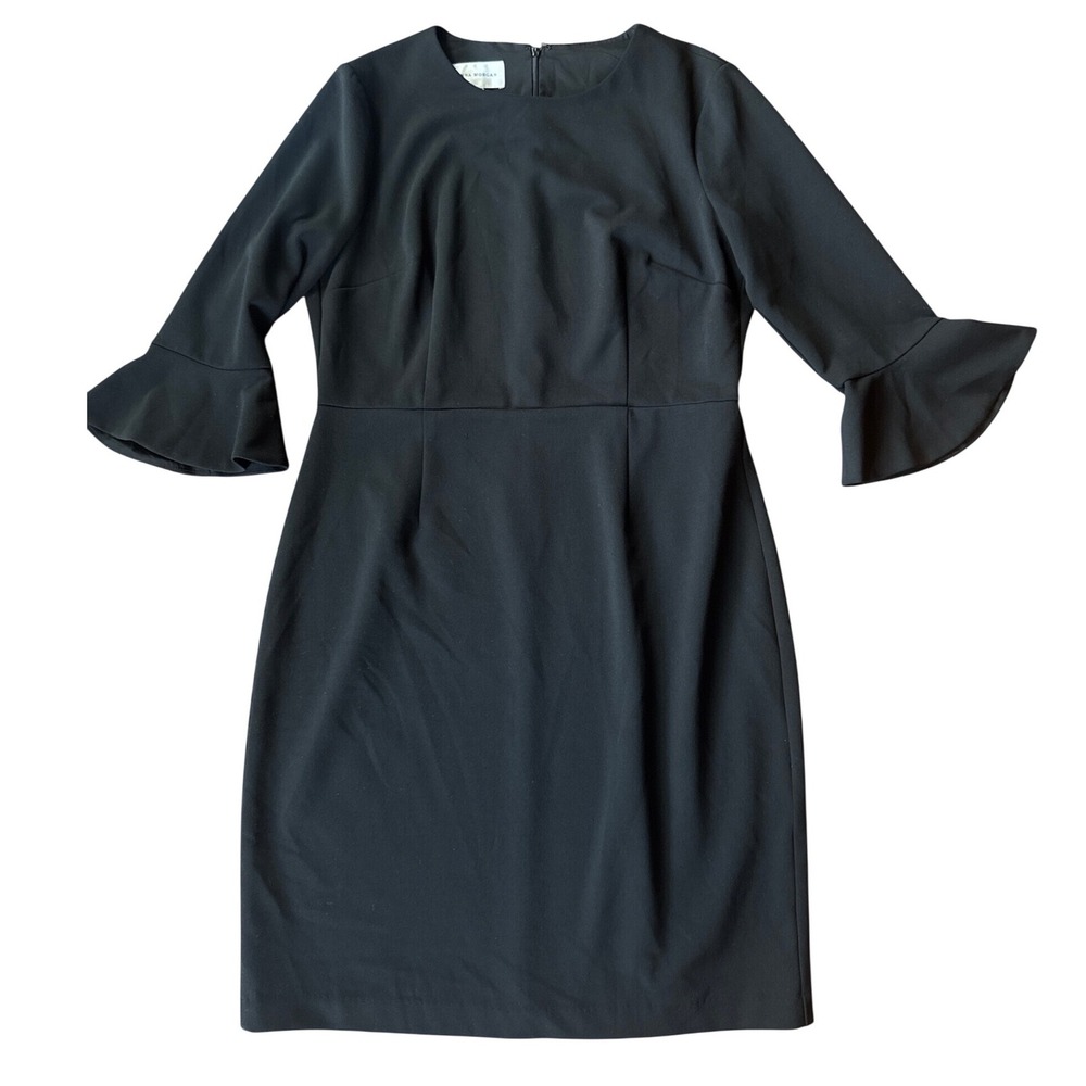 Donna Morgan Bell Sleeve Sheath Dress Women 12 Black Career Cocktail